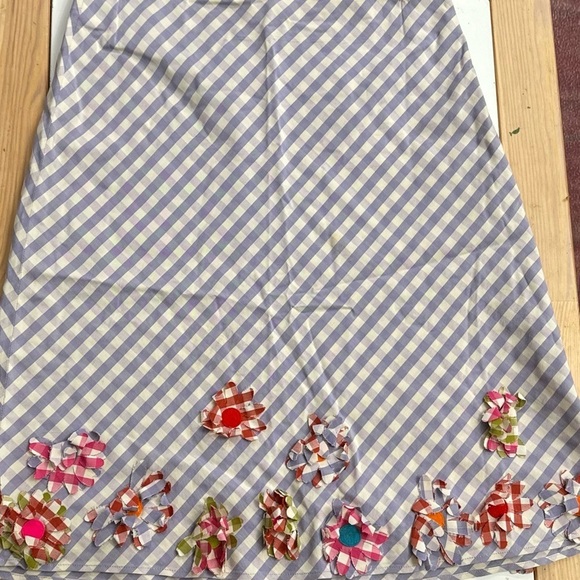 Moschino Cheap and Chic Purple White Gingham Check 3D Floral Skirt Vintage 8 - Picture 12 of 13